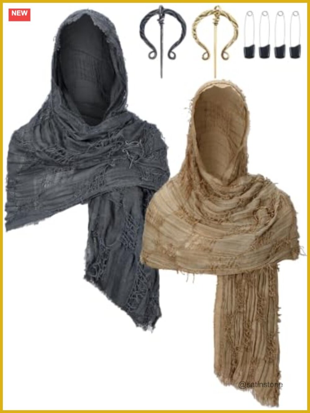 Hooded Shawl Viking Brooch Medieval Cloak Cape Costume